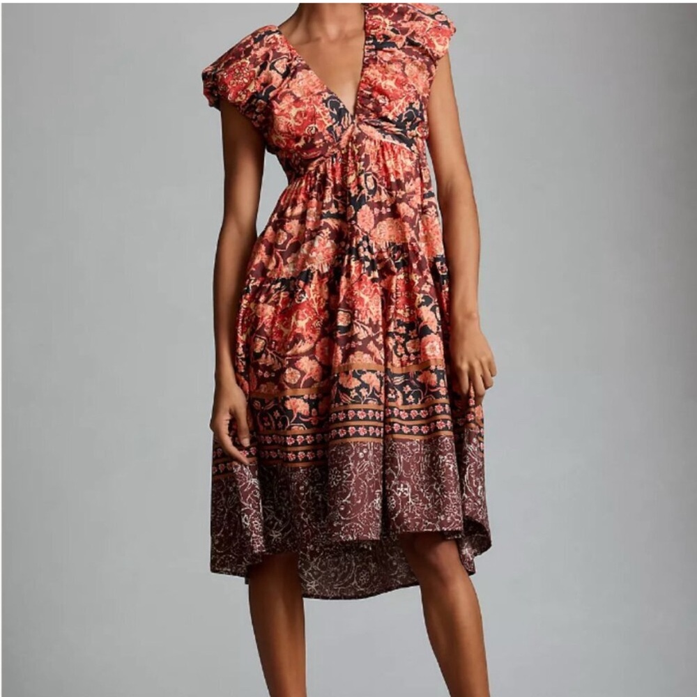 Anthro Bohemian Red/orange/pink/brown sz 10 Dress NWT- orig. $170!